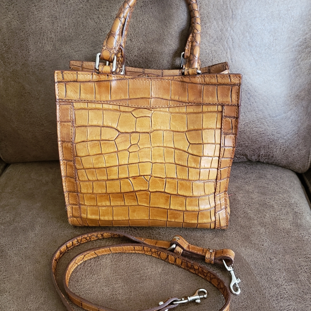 Vintage Dooney & Bourke Brown Croc-Embossed Crossbody/Shoulder Bag Made In Italy